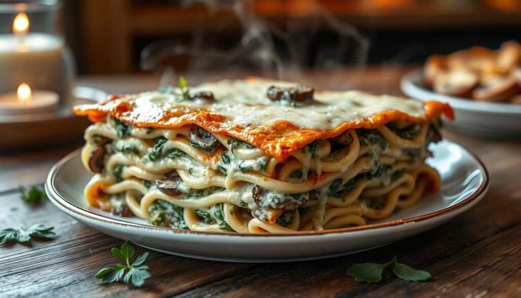 Creamy Spinach & Mushroom Lasagna