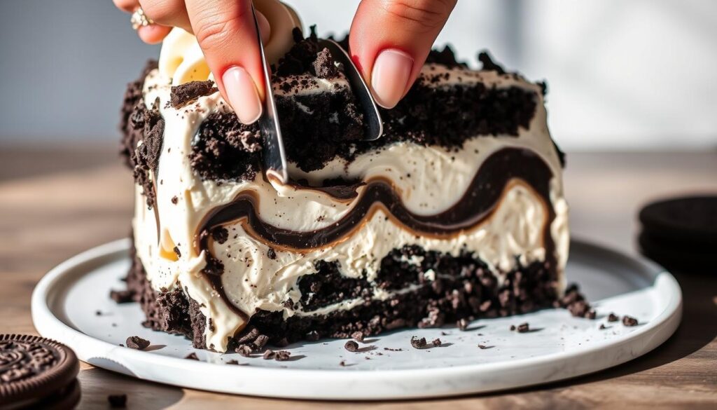 Oreo Ice Cream Cake Serving Techniques