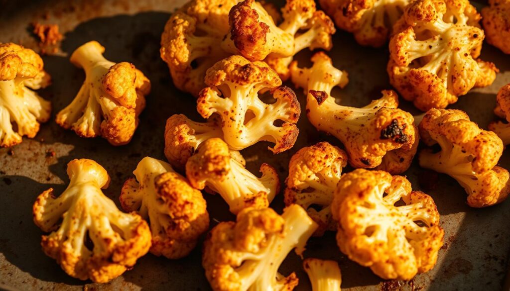 Crispy roasted cauliflower tips