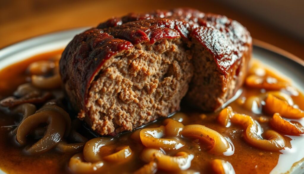 Savory Meatloaf with Caramelized Onion Gravy