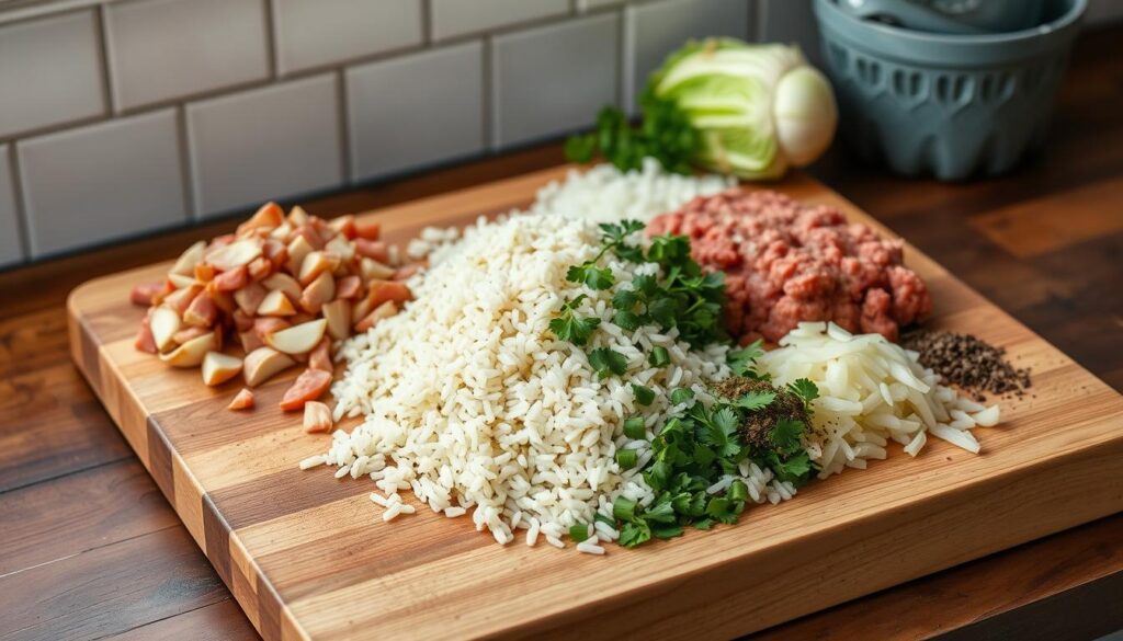 cabbage roll filling preparation