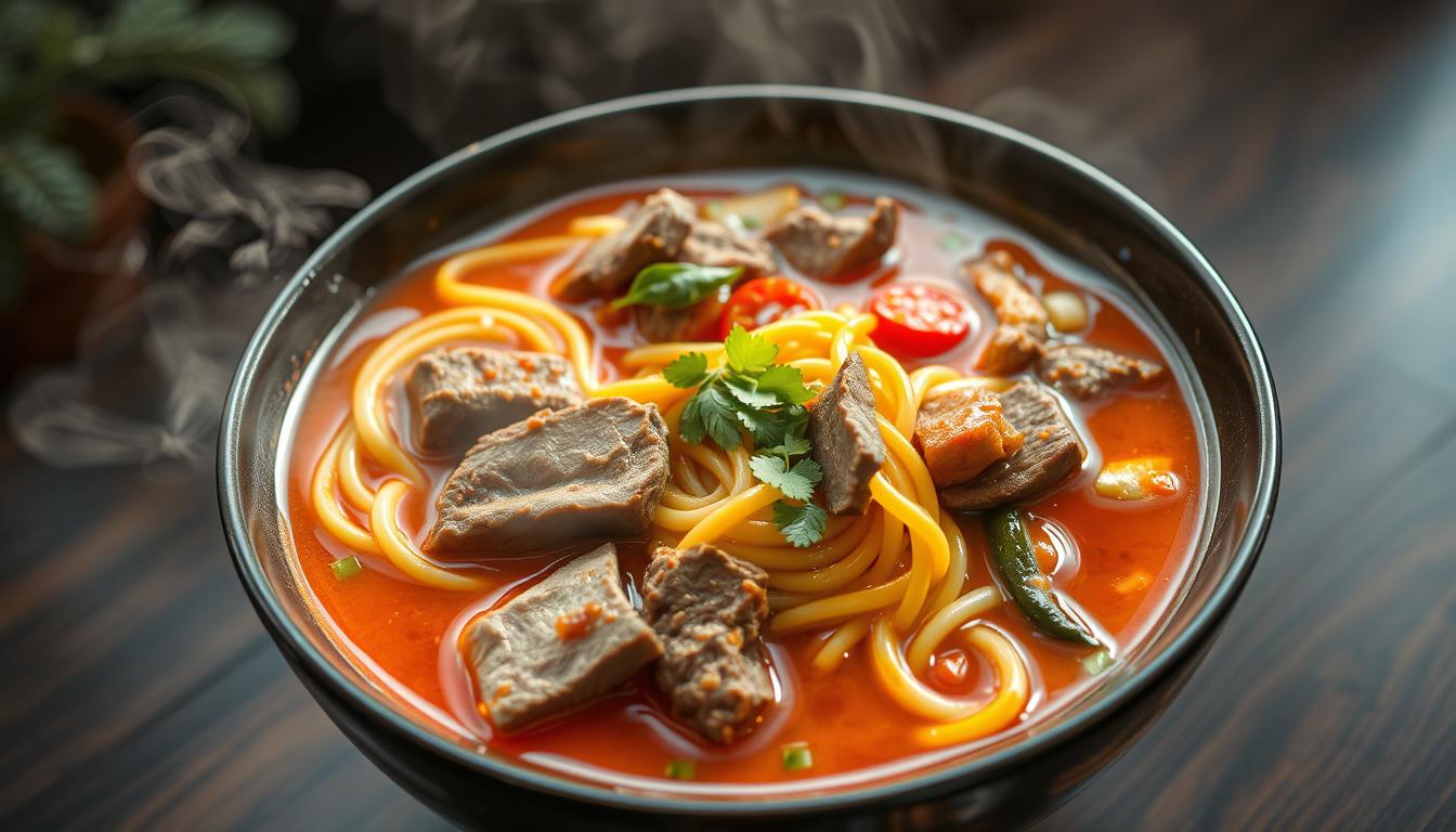 spicy beef & pork noodle soup