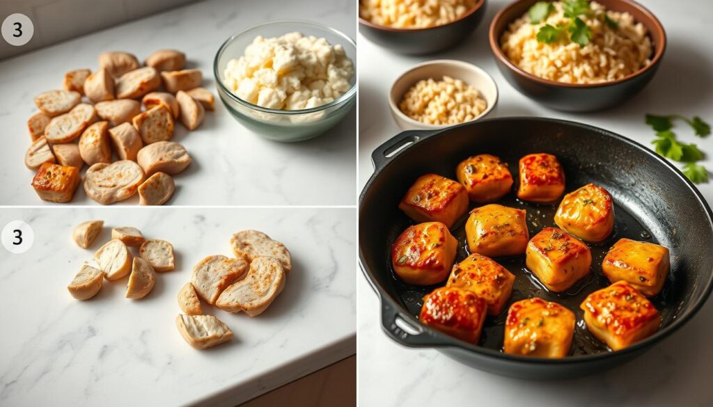 step-by-step cooking process for butter chicken bite